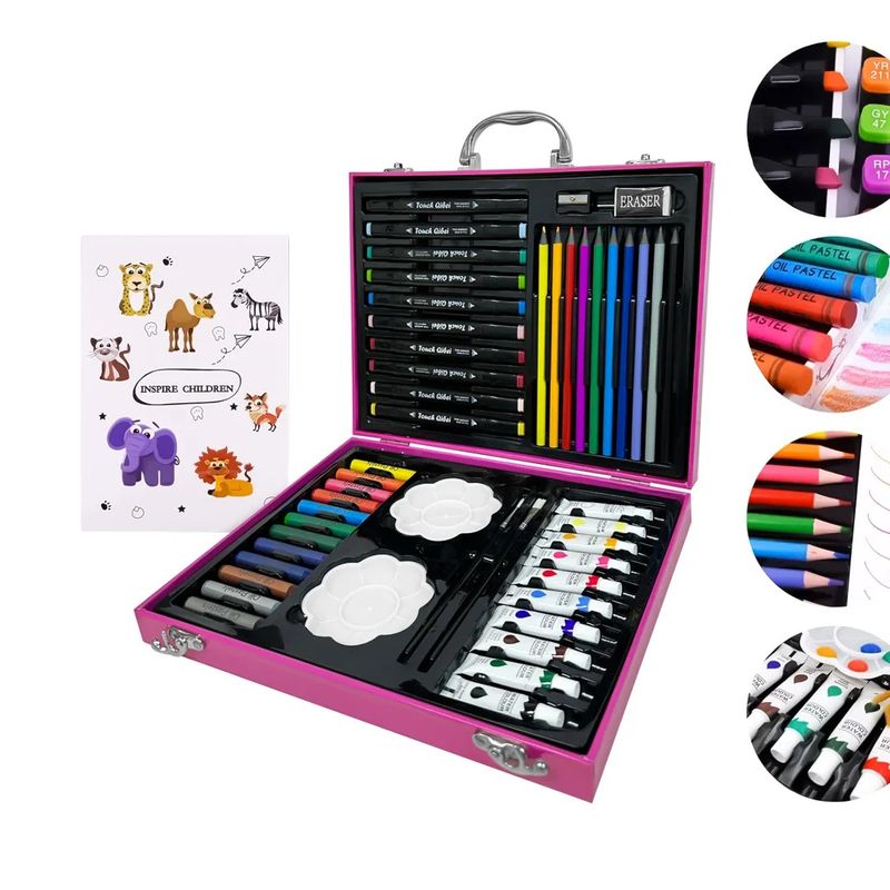 GENERICO - Kit Dibujo Para Niño De 68 Pcs En Maleta Colores