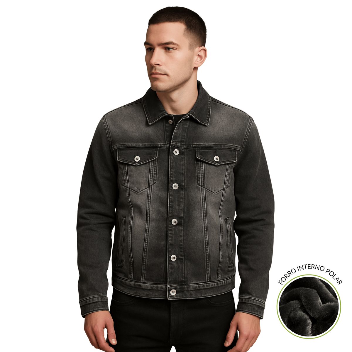 D'JOE - Chaqueta Denim Forro Polar Hombre