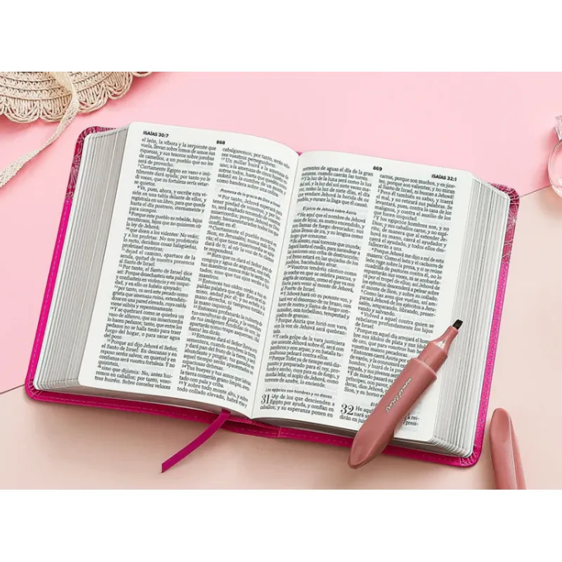 ABBA - Biblia RVR60 045c PJR 10 pts Rosa/ Rosa flores Tamaño Portátil