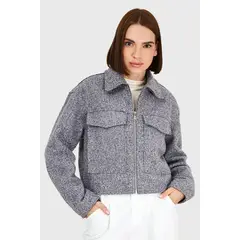 VELT - Chaqueta Corta Gris Mujer Tipo Zara
