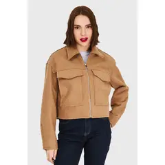 VELT - Chaqueta Corta Cafe Mujer Manga Larga