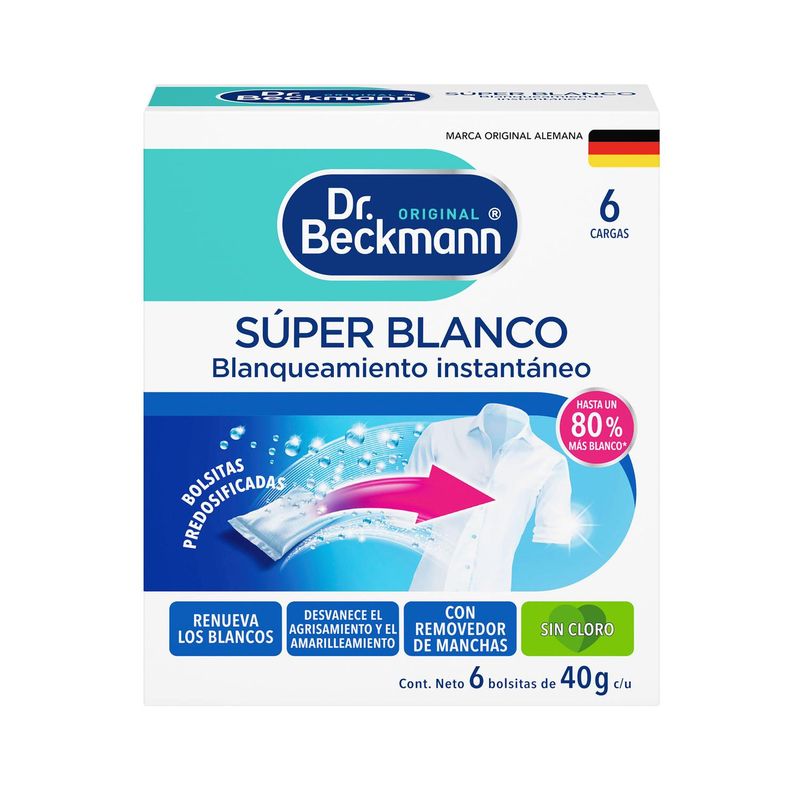 DR BECKMANN - Toallitas Blanqueador Intensivo 6 Bolsas De 40gr Dr Beckmann