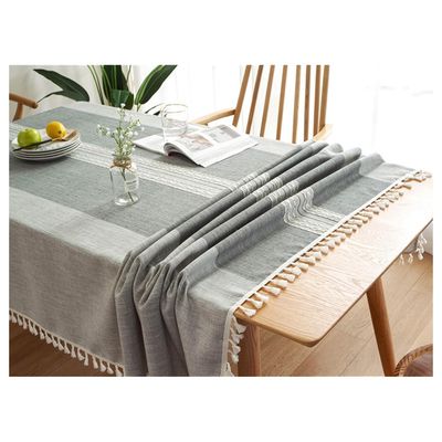 Imagen 2 del producto Mantel Bordado Premium Rectangular Gris Etnico140 cm X 220 cm