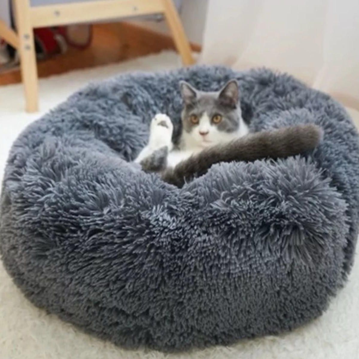 GENERICO - Cama De Felpa 40cm Para Mascotas Para Invierno Gris Oscuro