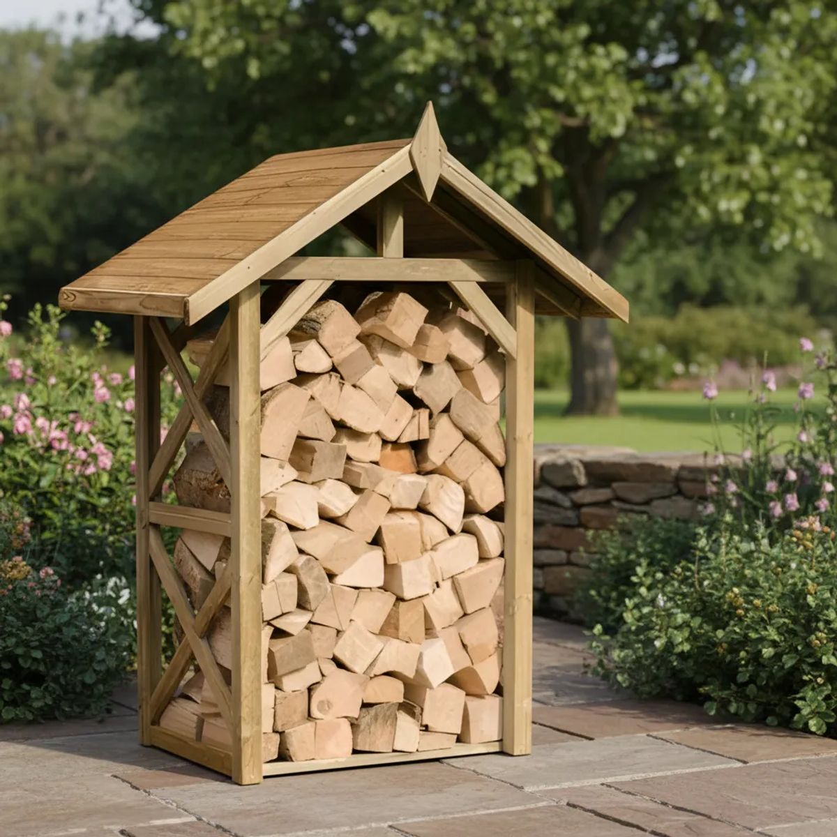 GENERICO - Leñeros De Madera Para Exterior  Cobertizo Leña tratamiento exterior