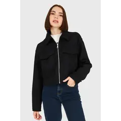 VELT - Chaqueta Corta Negro Mujer Manga Larga Tipo Zara