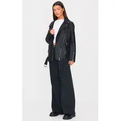 VELT - Chaqueta Biker Negra Mujer Cuerina Shearling Jacket Aviadora
