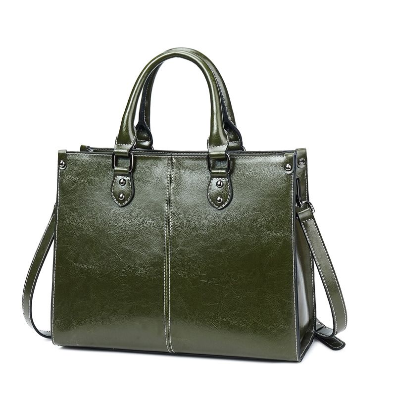 PUREPOWER - Bolso de mano de piel auténtica para mujer bolso cruzado cremallera