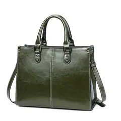 PUREPOWER - Bolso de mano de piel auténtica para mujer bolso cruzado cremallera