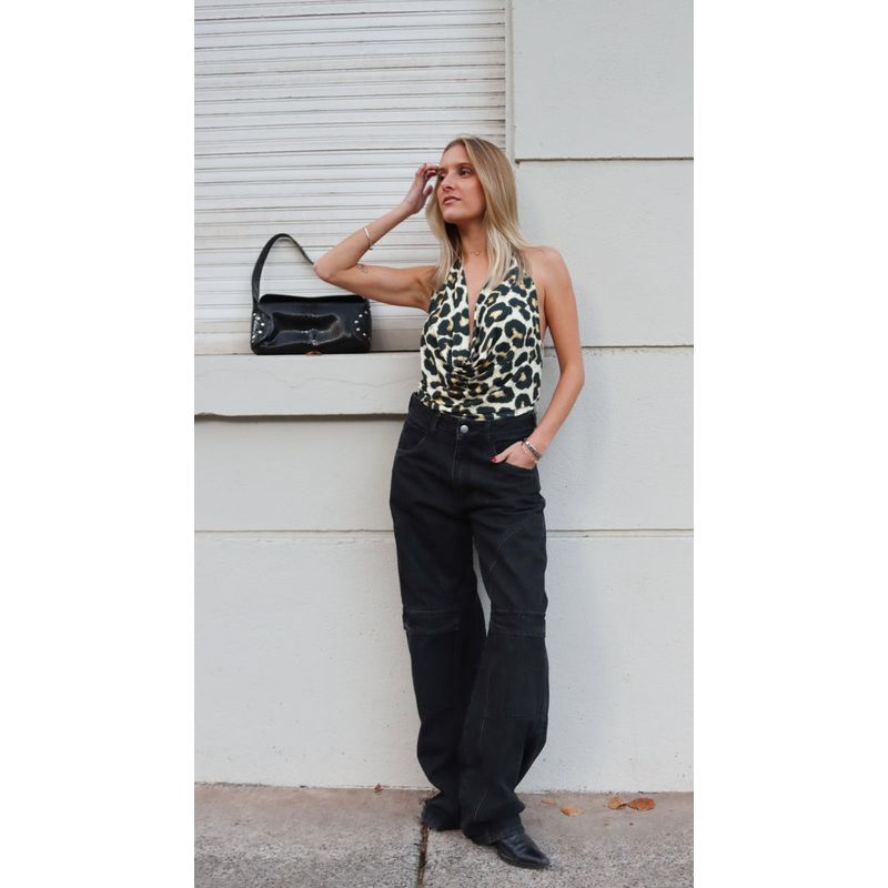 ME QUIERE MUCHO POQUITO NADA - Crop Top Leopardo Escote Drapeado Sin Mangas - Irene - MQM