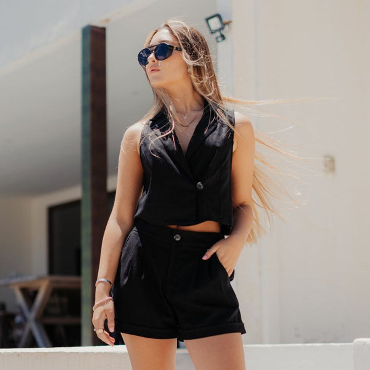 ME QUIERE MUCHO POQUITO NADA - Gillette Vest sin Mangas de Lino para Mujer - Amapola - MQM