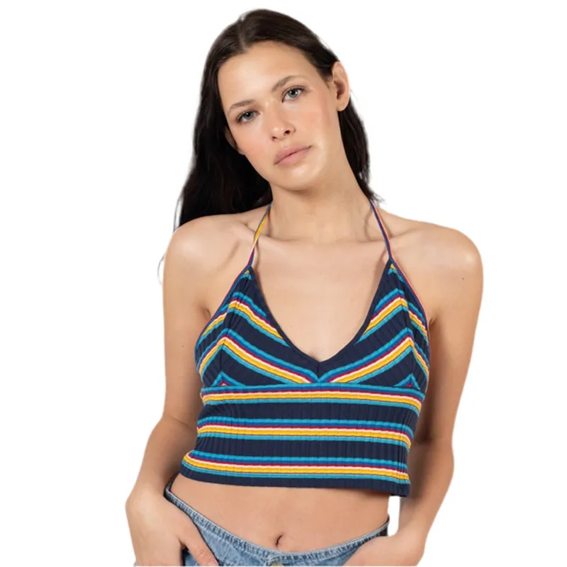 ME QUIERE MUCHO POQUITO NADA - Crop Top Azul Rayado con Tirantes Ajustables - Luli - MQM