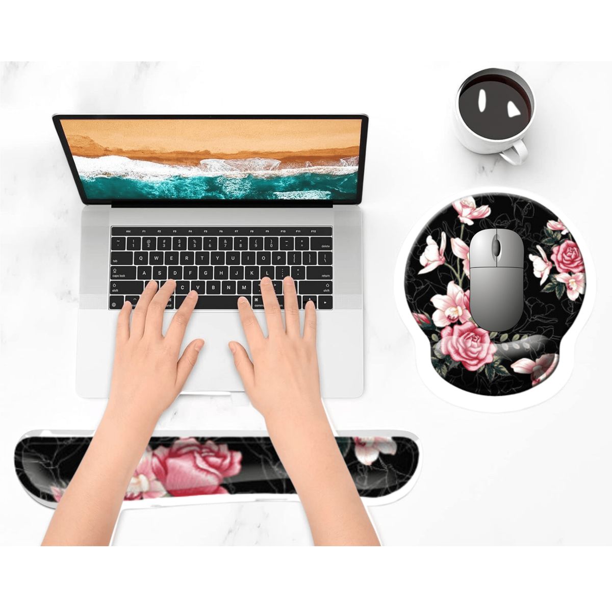 GENERICO - Reposa Muñecas Para Teclado  Mouse Pad Con Apoya Muñeca