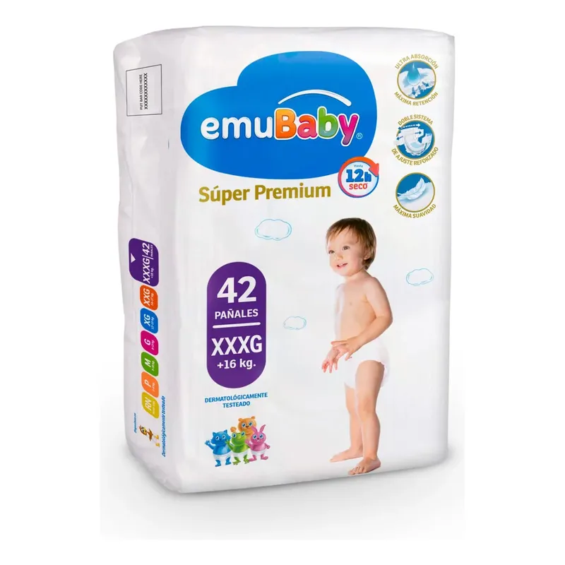 EMUBABY - Pañal Emubaby Super Premium Tamaño Xxxg - 42 pañales