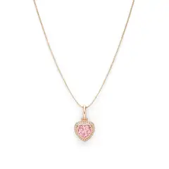 GENERICO - Collar Chapado de Oro Rosado con Dije de Corazón y Cristal Rosa