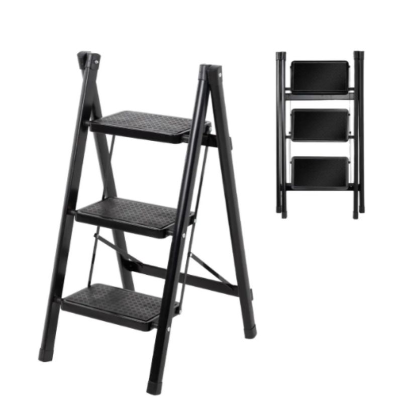 GENERICO - Escalera Banqueta Plegable 3 Escalones Tijera Aluminio Color Negro
