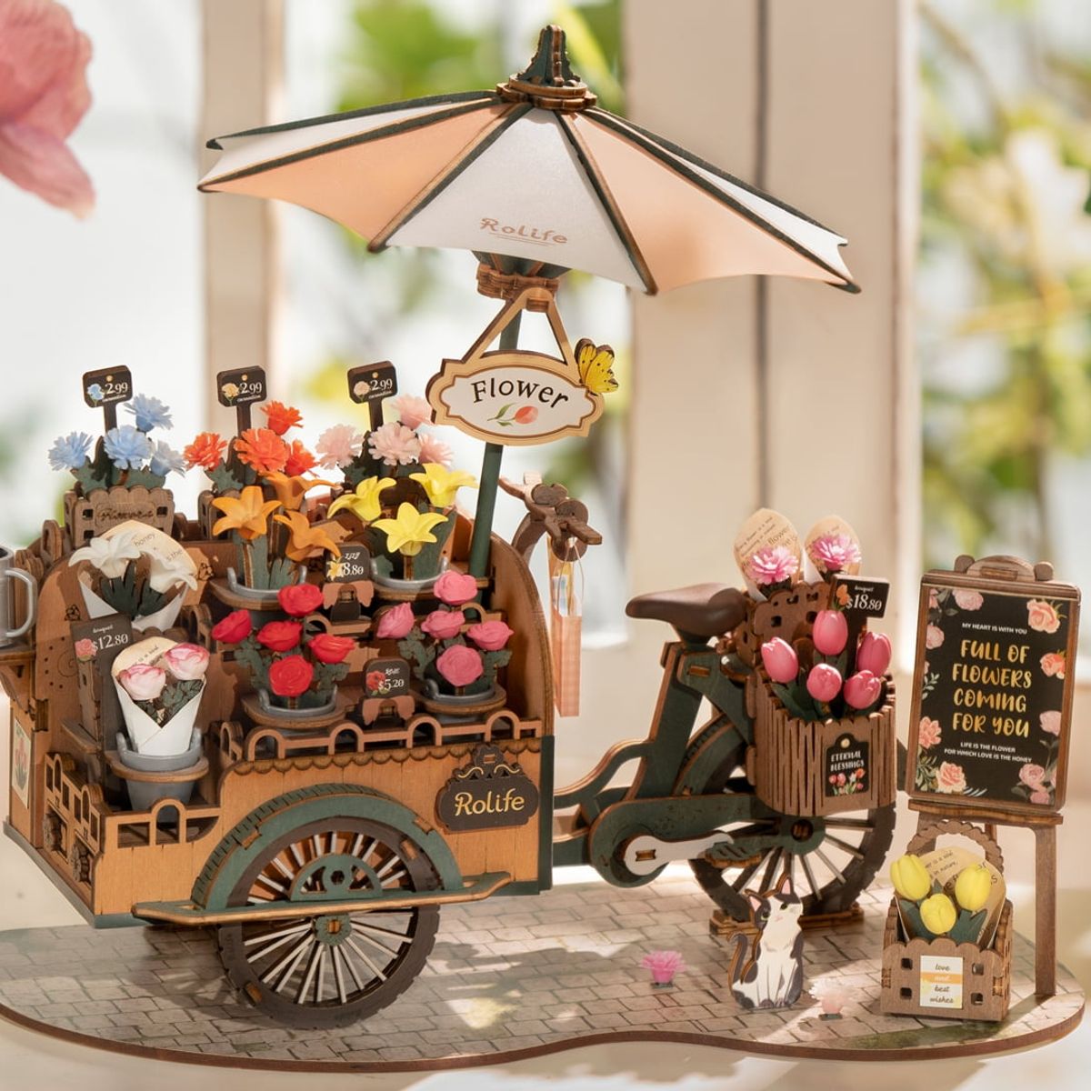 ROBOTIME - Puzzle 3D de Madera Carretilla de Flores –  Robotime