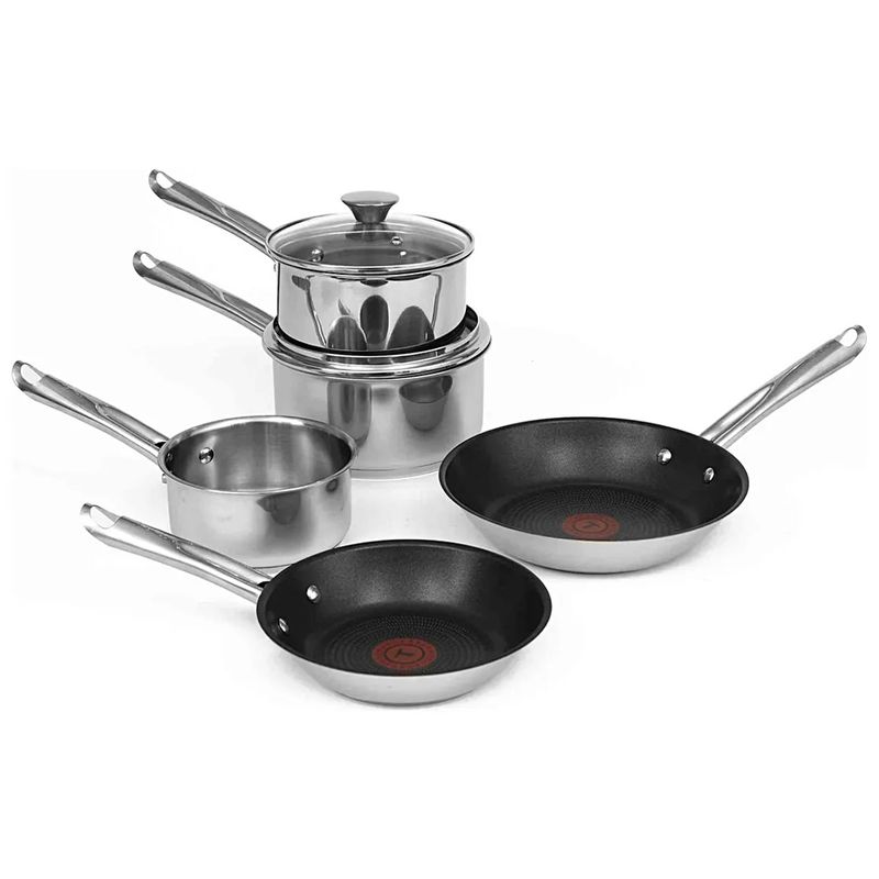 TEFAL - Batería De Cocina 7 Piezas Tefal Marca Francesa Color Plateado