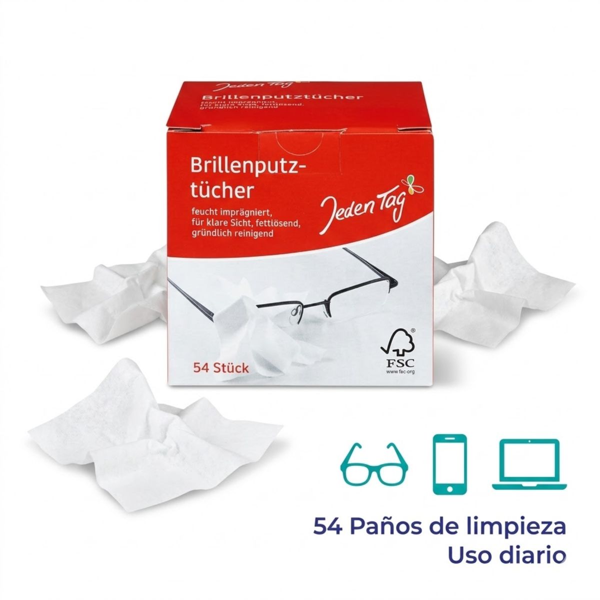 GENERICO - Paños Limpieza De Lentes Jeden Tag 54unid