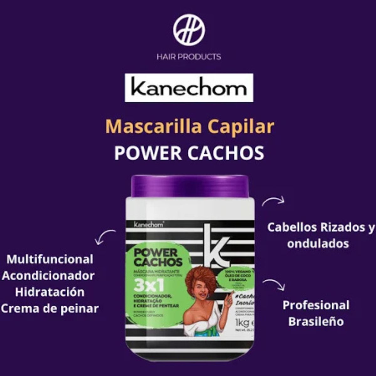 KANECHOM - Máscara 3 En 1 Power Cachos