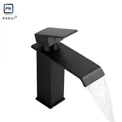 GENERICO - Llave Monomando Lavamanos Cascada Recta Matte Black Kébel FK