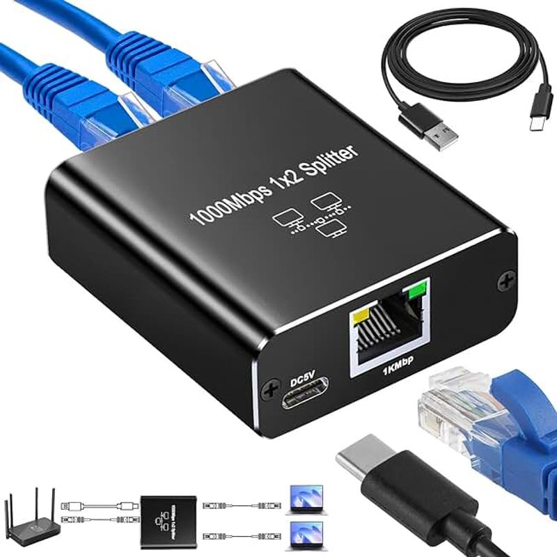 GENERICO - Adaptador Splitter Red Rj45 Lan Ethernet 1gbps Cable Carga
