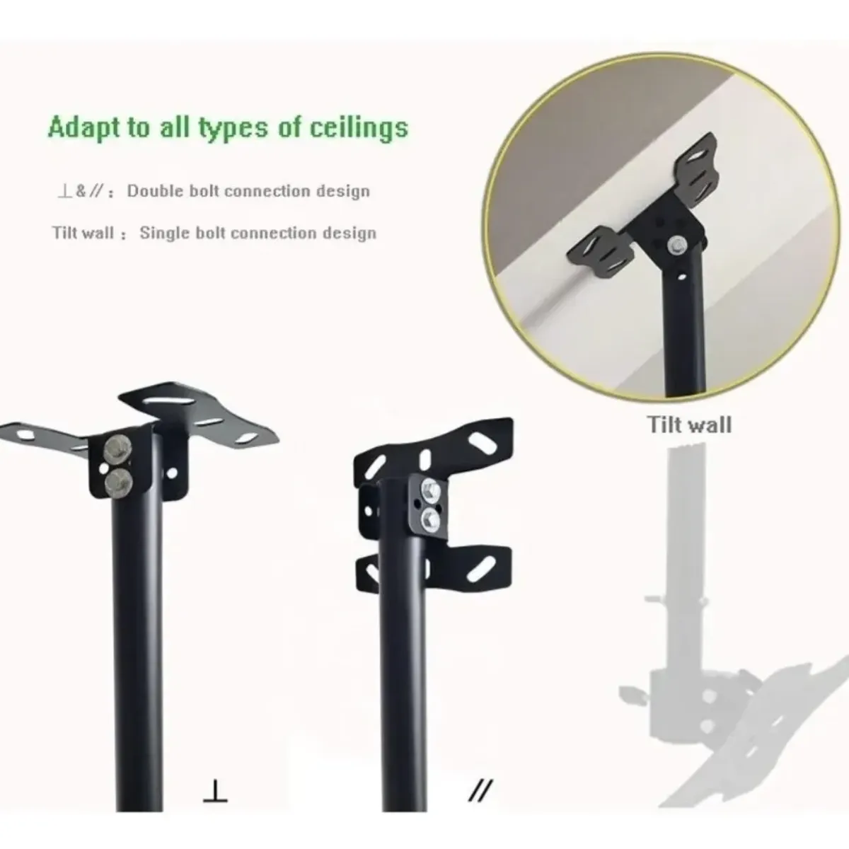 GENERICO - Soporte Tv Techo O Pared Ajustable Base 26 A 60 Color Negro