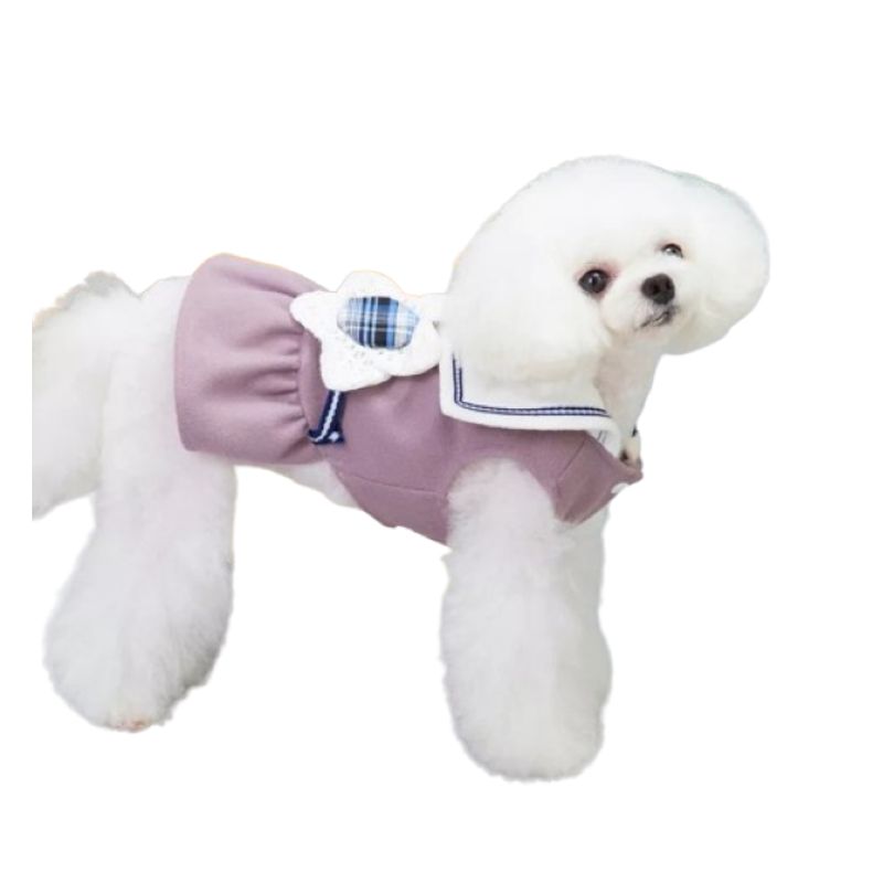 GENERICO - Vestido Marinero para Perritas TL Burdeos Claro