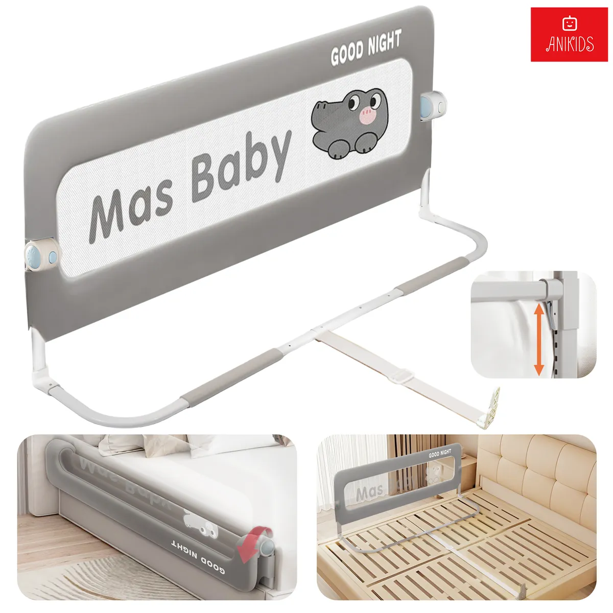 ANIKIDS - Baranda Cama Seguridad Bebe Guagua Plegable 150cm Cocodrilo