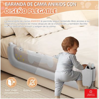Imagen 2 del producto Baranda Cama Seguridad Para Bebe Guagua Plegable 150cm Oso