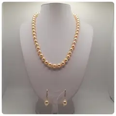 CAT JOYAS - Collar + aros de perlas Swarovski  con broche de plata y circones.