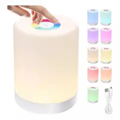 GENERICO - Luz De Noche Recargable 7 Colores Lámpara De Mesa Con Sensor