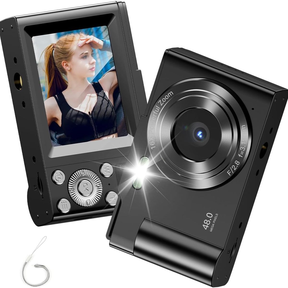 RENVMEXY - Regalo Cámara Niños 44MP + 64GB - Negro con Zoom 16X y Video