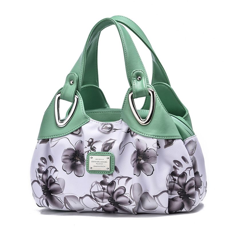 DANWEILE - Bolso de mano de cuero PU con estampado para mujer - Verde + Lirio