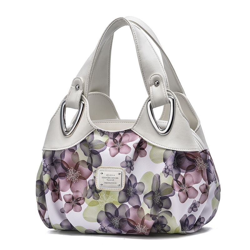 DANWEILE - Bolso de mano de cuero PU con estampado para mujer - Blanco + Verde