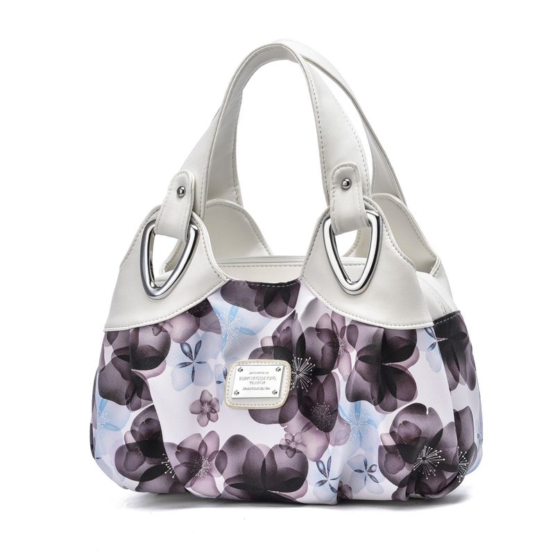 DANWEILE - Bolso de mano de cuero PU con estampado para mujer - Blanco + Morado