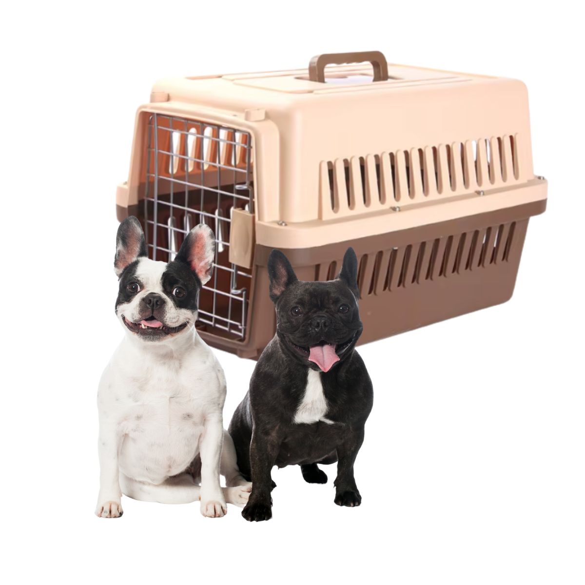 GENERICO - Jaula transportadora perros pequeños 58 cm café