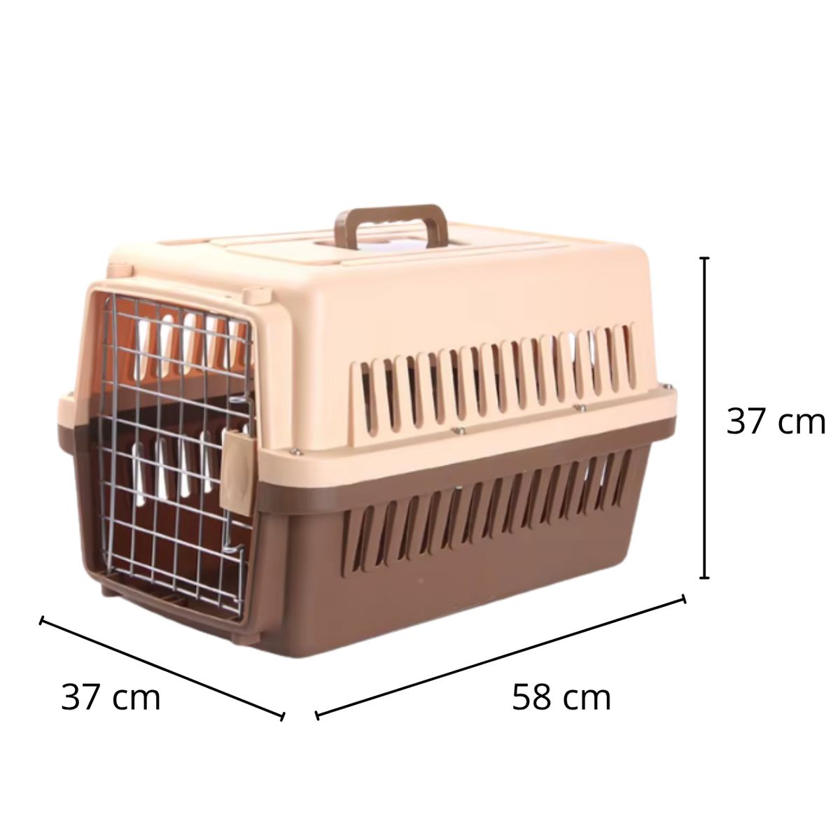 GENERICO - Jaula transportadora perros pequeños 58 cm café
