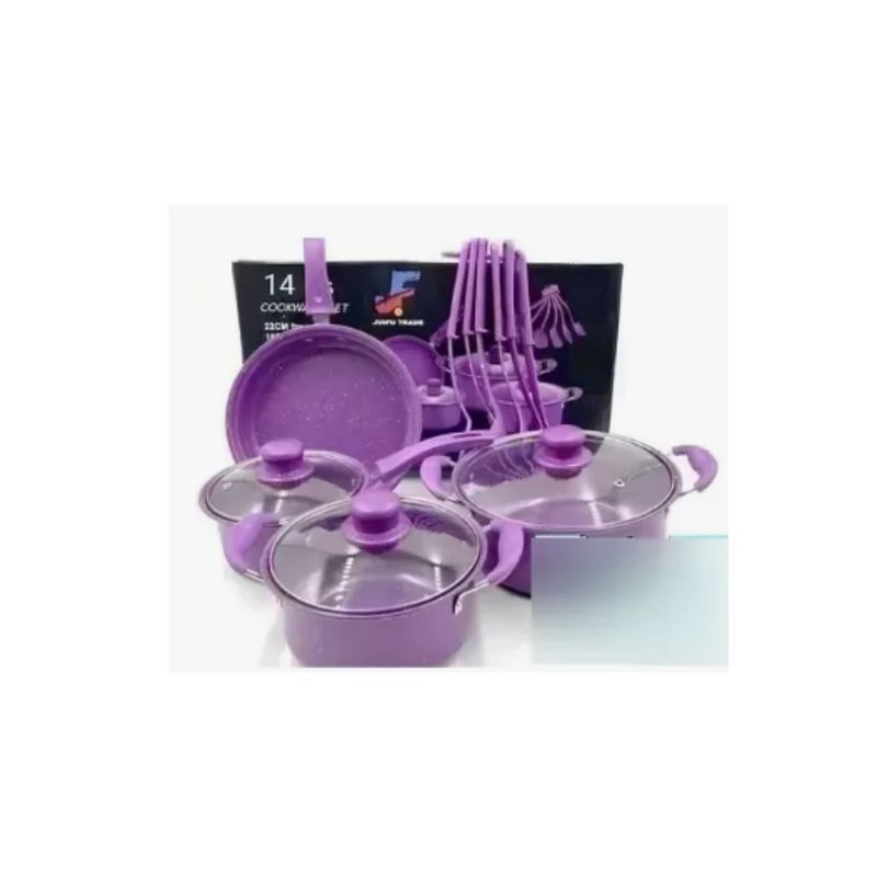 GENERICO - Set De Ollas Moradas Bateria Antiadherente 14pcs Color Morado Agregar a favoritos