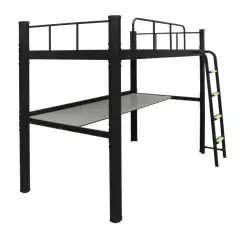 GENERICO - Cama alta con escritorio Strong 1.5 plaza negro