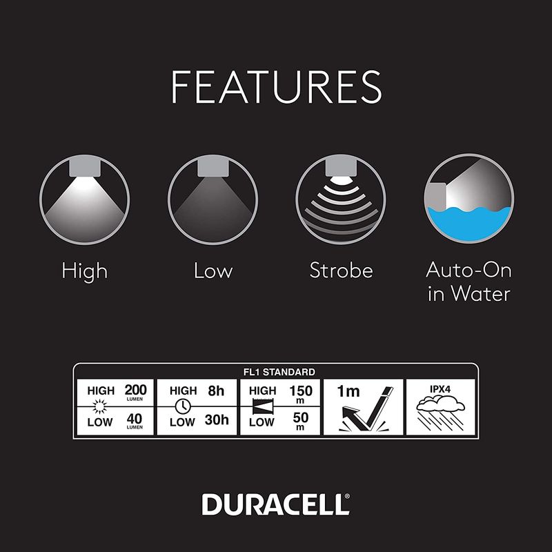 DURACELL - Linterna Duracell Flotac Infinity X1 de 200 Lumenes LED IPX4