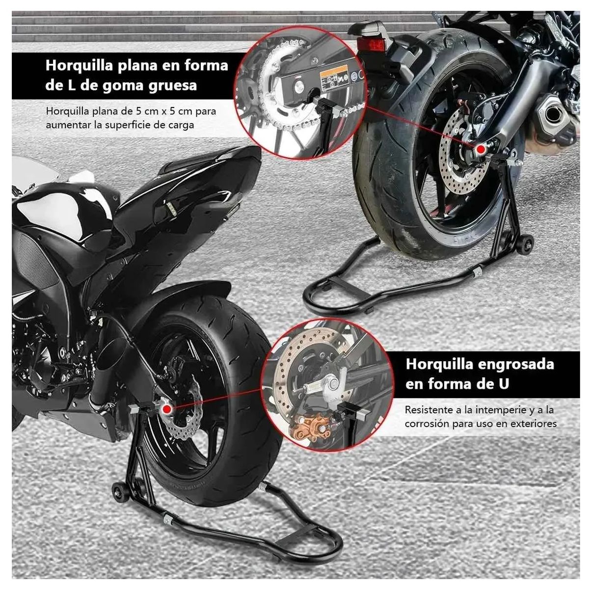 GENERICO - Caballete Elevador Trasero Universal Para Moto Con Ruedas