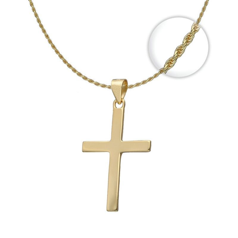 GENERICO - Colgante Cruz + Cadena Torbillon Plata 925 Y Baño En Oro 18k