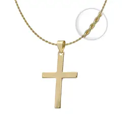 GENERICO - Colgante Cruz + Cadena Torbillon Plata 925 Y Baño En Oro 18k