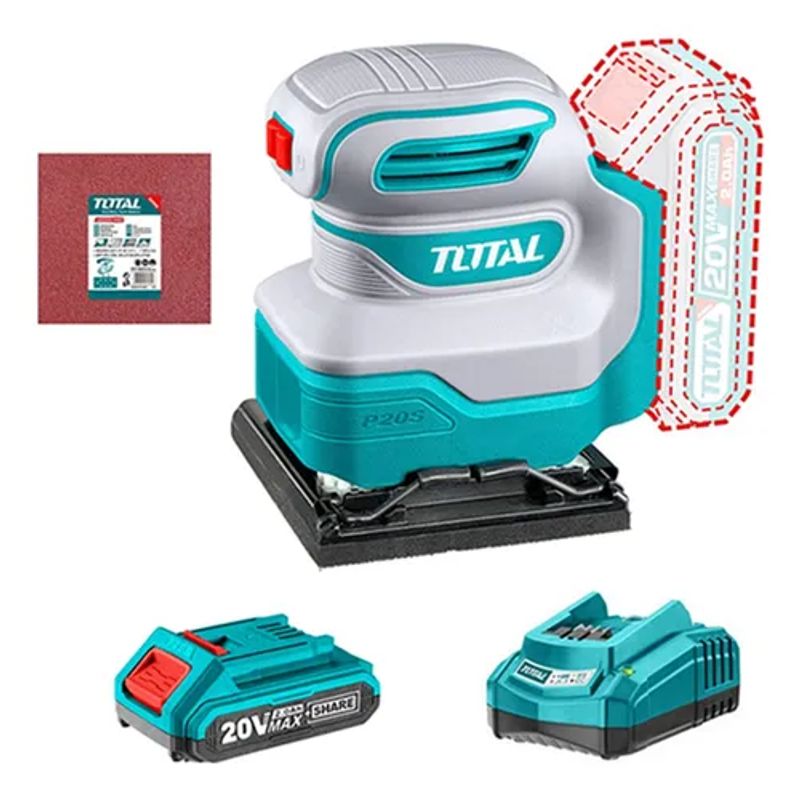TOTAL TOOLS - Lijadora Orbital De Palma 20v Bat+ Carg Total Tshsli2014