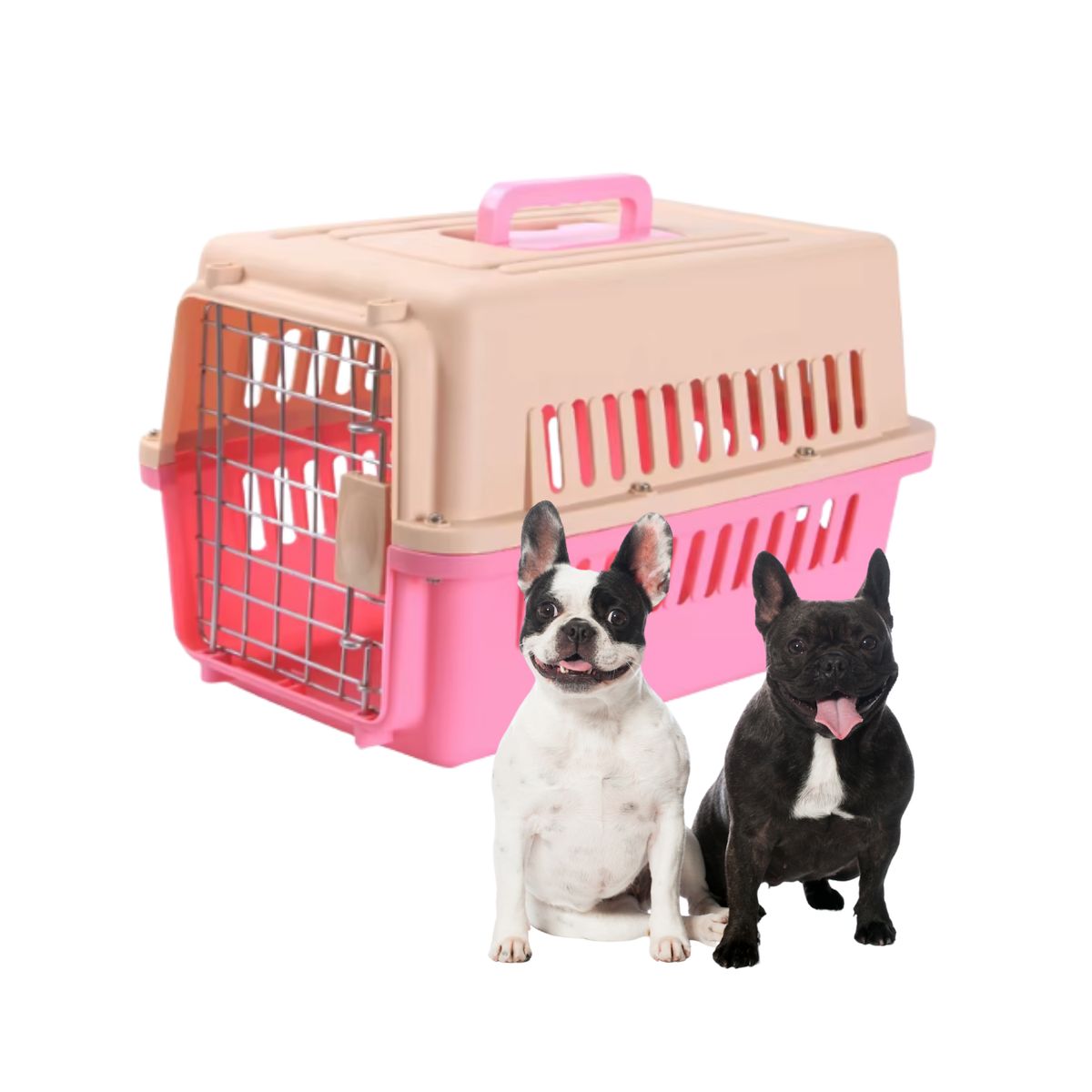 GENERICO - Jaula transportadora perros pequeños 58 cm Rosado