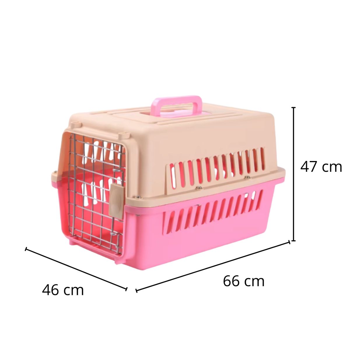 GENERICO - Jaula transportadora perros medianos 66 cm Rosada