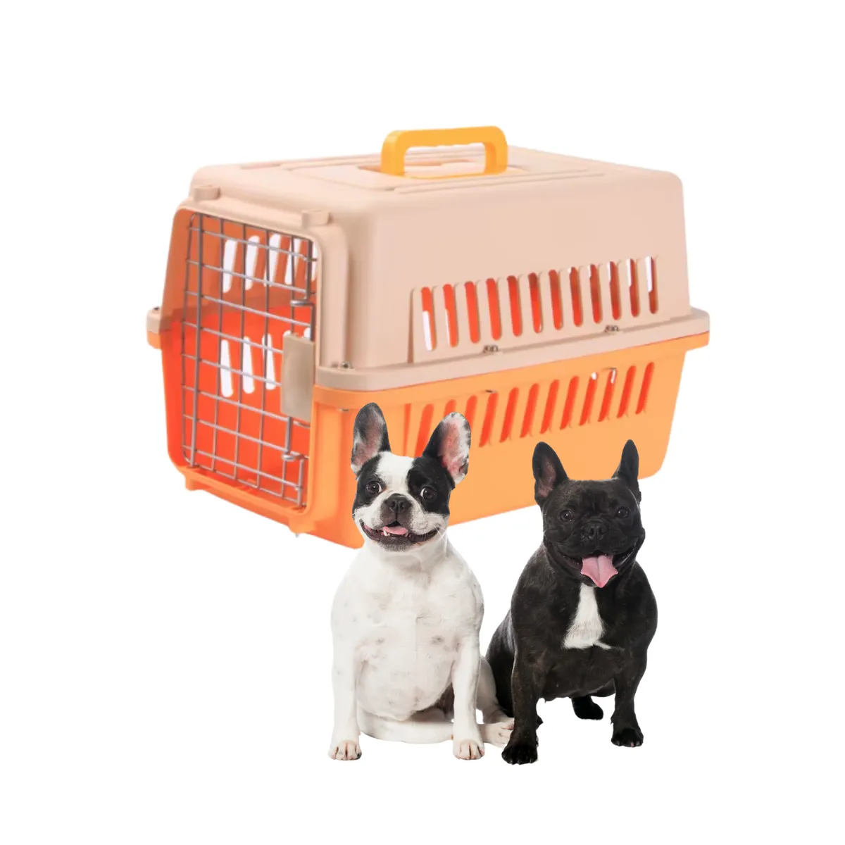 GENERICO - Jaula transportadora perros pequeños 58 cm Naranja