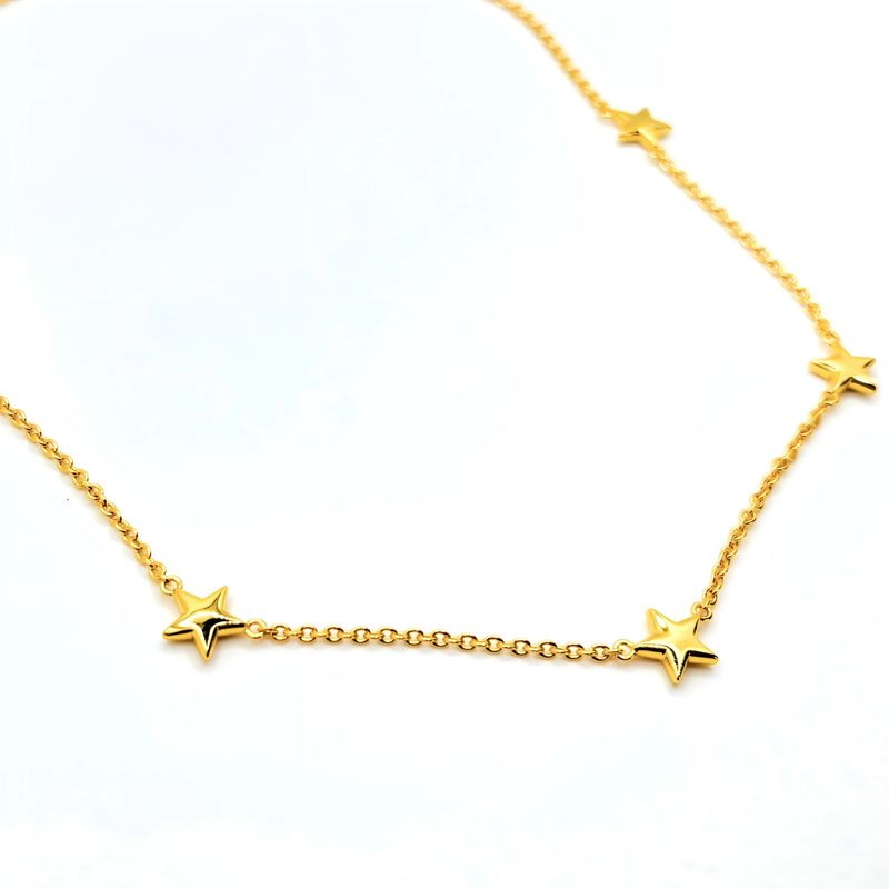 TIANA JOYAS - Collar de 5 Estrellas de Plata 925 enchapada en oro 18k.