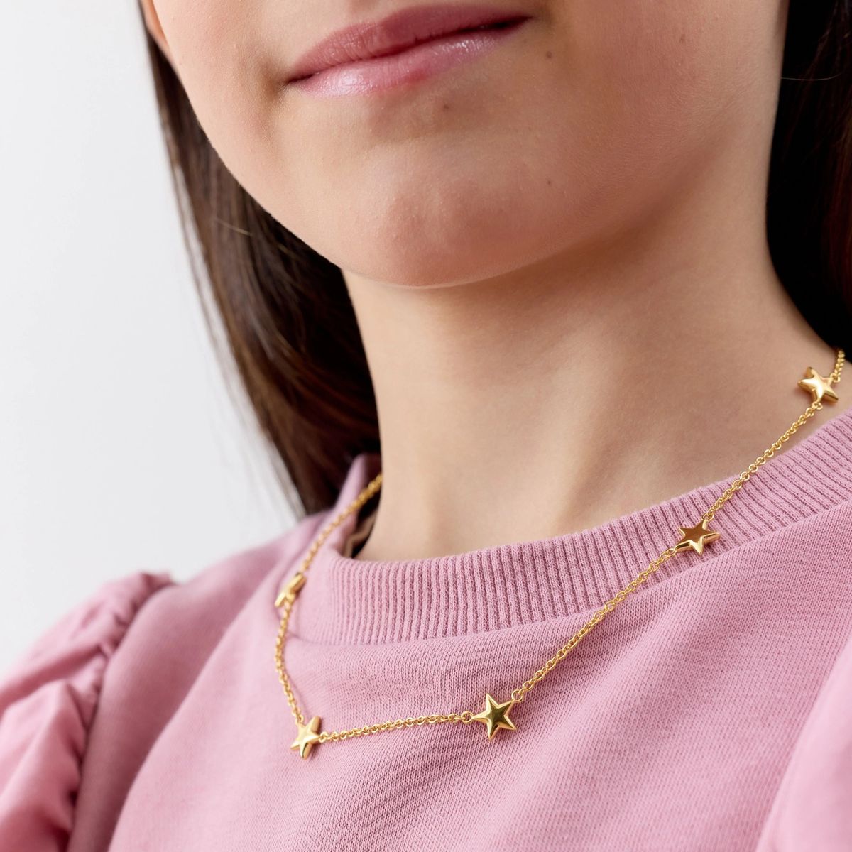 TIANA JOYAS - Collar de 5 Estrellas de Plata 925 enchapada en oro 18k.